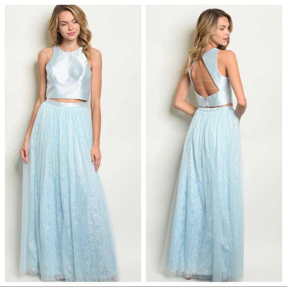 blue tulle maxi skirt